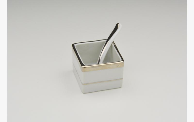 Cubetto mini 5mm e filo platino con cucchiaino